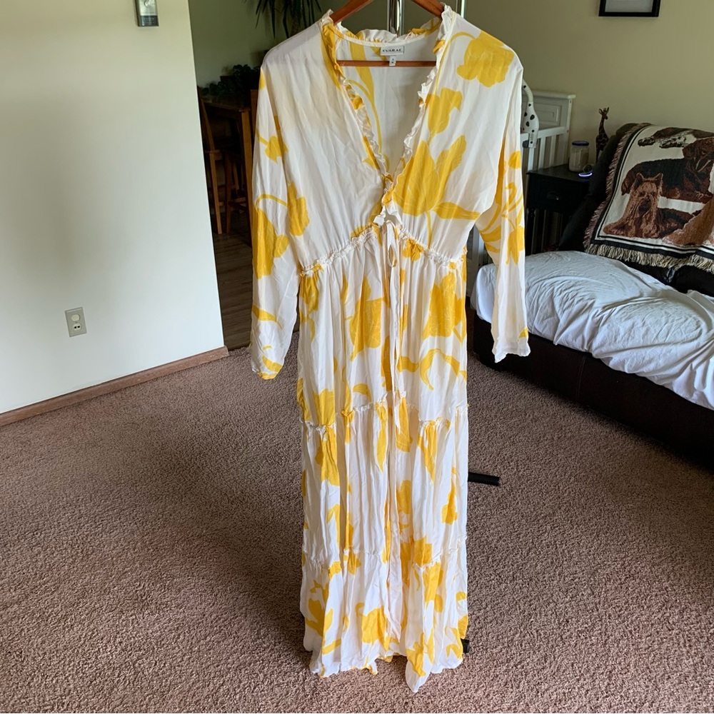 Evarae 100% Silk Talia Flower of Joy Kimono Floral Maxi Dress - Picture 6 of 14